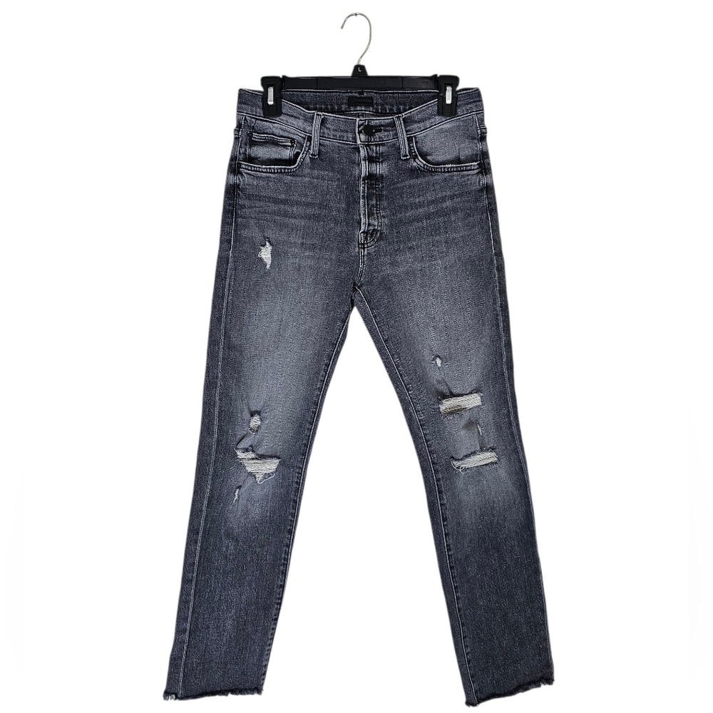 MOTHER The Scapper Cuff Ankle Fray High Rise Distressed Gray Jeans‎ 26 Preowned